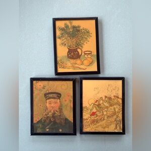3 Vincent Van Gogh Art Painting magnet Set with Black Frames